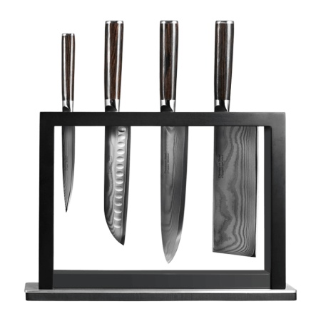 Набор ножей из дамасской стали с подставкой Huo Hou HU0073 (4 ножа)