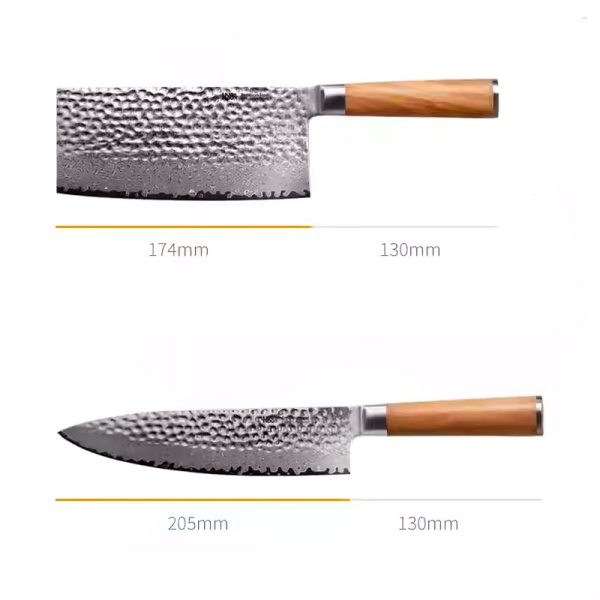 Набор ножей из дамасской стали с подставкой Huo Hou HU0257 (4 ножа)